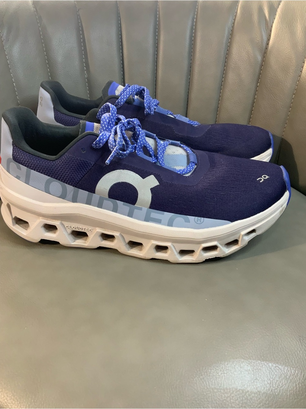 On Running Women's Navy and White Cloudrunner Athletic Shoes